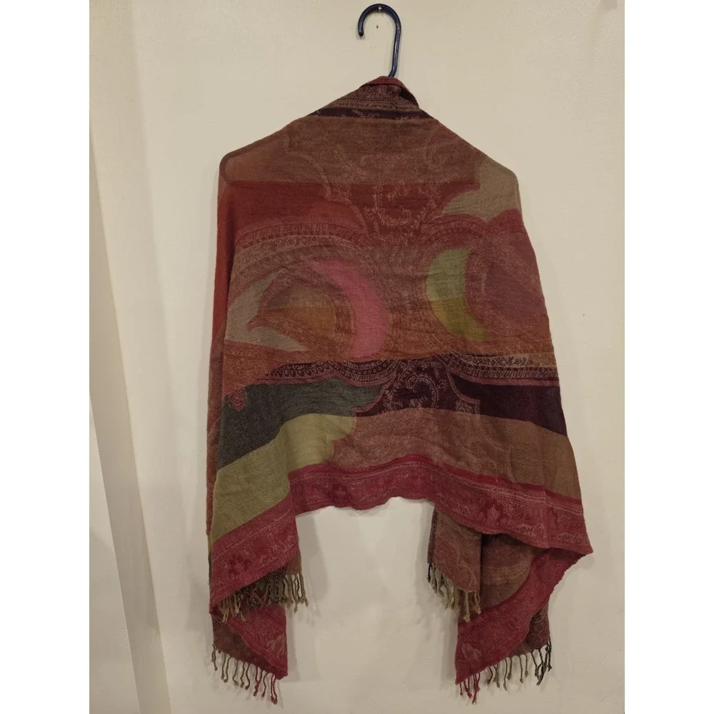 Women's 100 Wool Multicolored Scarf Boho Fall Colors Winter Fall Soft Warm
